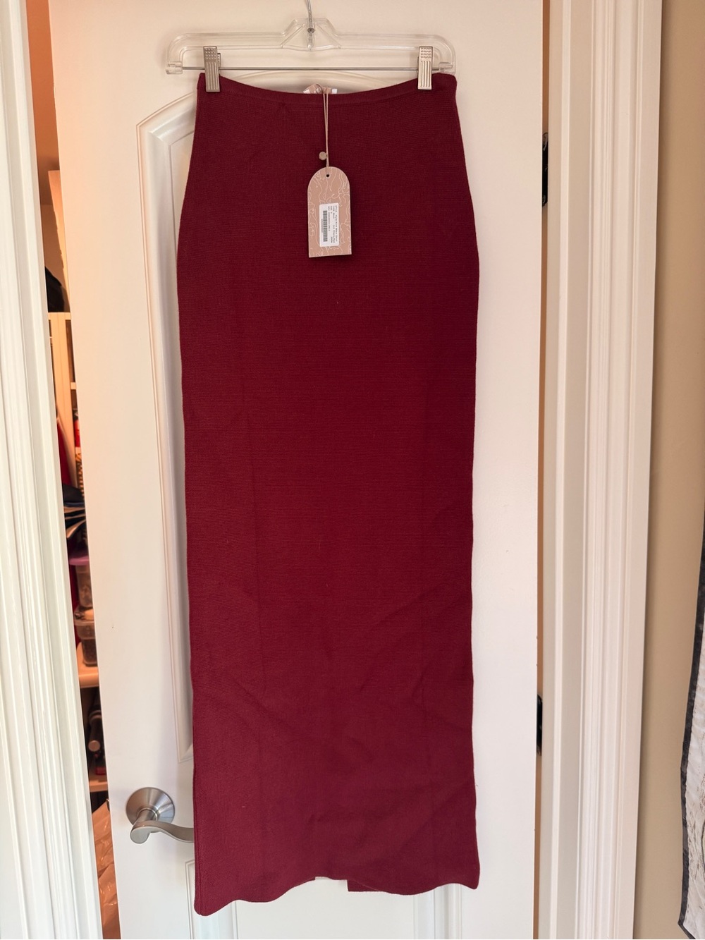 Meshki Ribbed Maxi Skirt in Burgundy